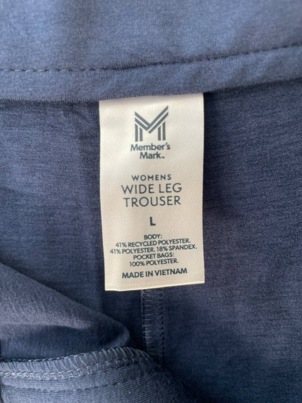 Member's Mark Wide Leg Trousers Blue Soft Knit Zipper Women's Size L NWT - Picture 7 of 7